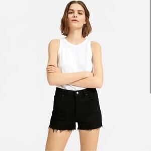 Everlane Black Denim Women's Cheeky Shorts, Raw Hemline, Size 25
